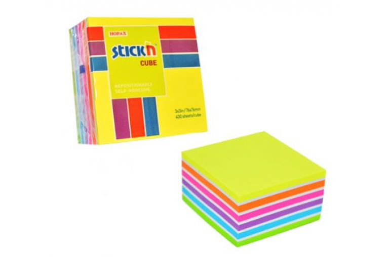 Performance Sticky Note Cube 75 x 75mm Assorted Rainbow Colours 400 ...